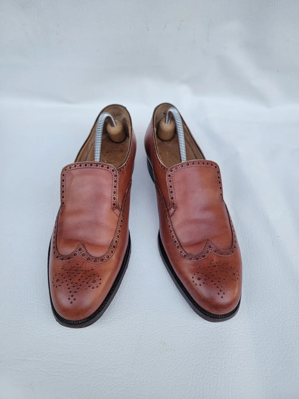 Brooks Brothers Tan Brown Leather Slip-On Wingtip Oxfords